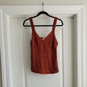 Abercrombie & Fitch Orange Fitted Ribbed Tank Top
